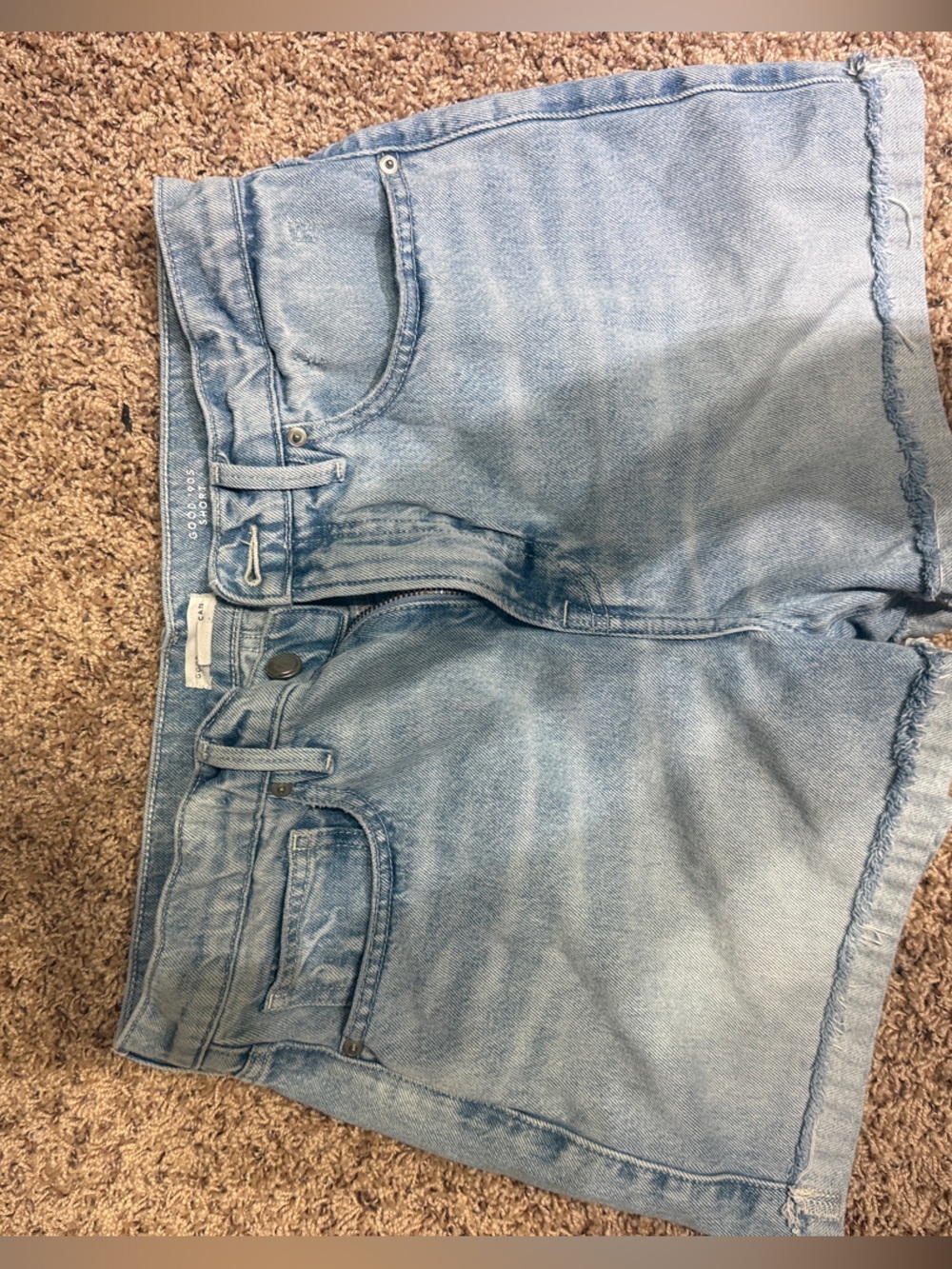 Good American Light Blue Denim Cutoff Shorts